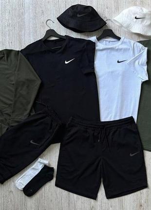 Чоловічий спортивний костюм nike 6в1 кофта + штани + шорти + футболка + панамка + носки найк хакі (bon)