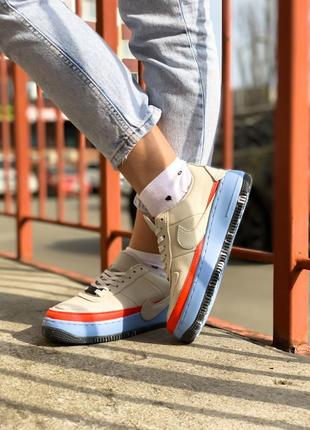 Twist air force 1 low beige red blue женские кроссовки найк