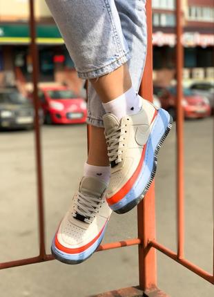 Nike air force 1 low beige red blue женские кроссовки найк3 фото