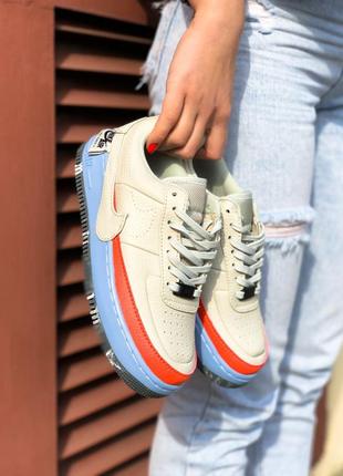 Nike air force 1 low beige red blue женские кроссовки найк7 фото