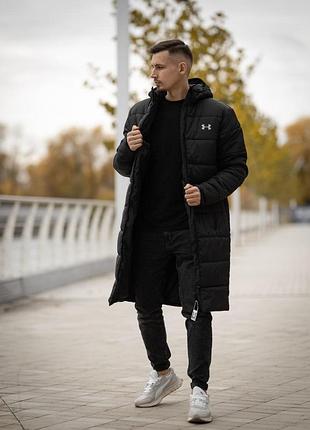 Мужская зимняя парка under armour черная до -30*с спортивная теплая удлиненная куртка андер армор (bon)