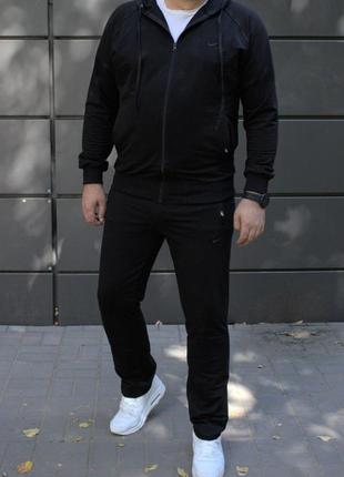Чоловічий спортивний костюм nike батал чорний весняний осінній з капюшоном великі розміри4 фото