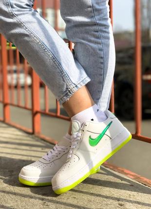 Nike air force 1 low white green женские кроссовки найк