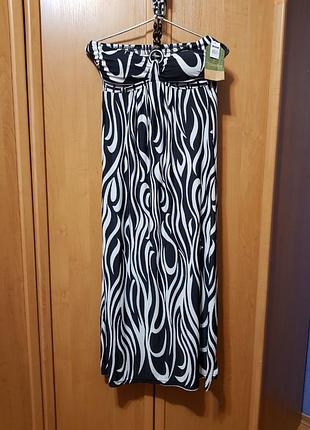 Довге легке літнє плаття, чорне-біле платтячко, ошатний сарафан, сукня