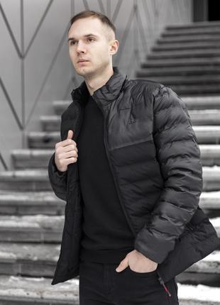 Чоловіча зимова куртка стьобана чорна на флісі до -15 °c  ⁇  пуховик чоловічий зимовий стьобаний на флісі (bon)5 фото