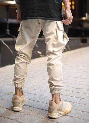 Чоловічі спортивні штани весняні осінні бежеві штани карго демісезонні (bon)2 фото