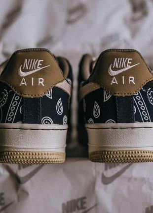 Мужские кроссовки nike air force x cactus jack принт бандана кожаные демисезонные (bon)6 фото