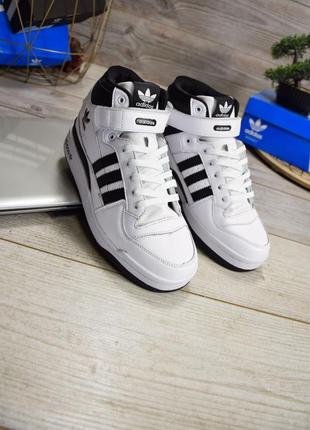 Мужские кроссовки adidas forum mid white black2 фото