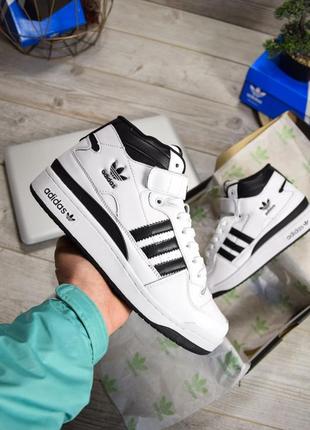 Мужские кроссовки adidas forum mid white black