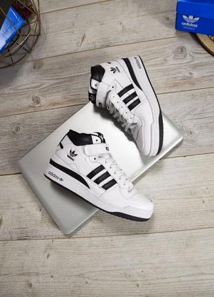 Мужские кроссовки adidas forum mid white black3 фото