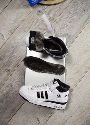 Мужские кроссовки adidas forum mid white black4 фото