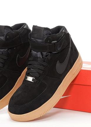Кроссовки найк зимние ❄️nike air force 1 high black suede❄️ кроссовки мужские зимние найк форс, кросівки зимові найк2 фото