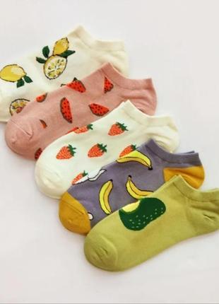Набор подарочных ярких носков, комплект носков женских, носки, носки авокадо, банан, лимон, стильные носки для девочки2 фото