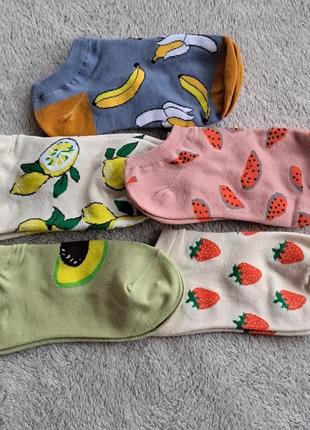 Набор подарочных ярких носков, комплект носков женских, носки, носки авокадо, банан, лимон, стильные носки для девочки5 фото