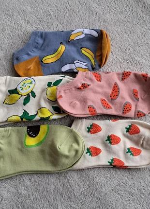 Набор подарочных ярких носков, комплект носков женских, носки, носки авокадо, банан, лимон, стильные носки для девочки4 фото