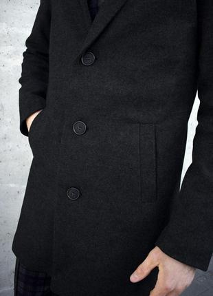 Чоловіче кашемірове чорне пальто однобортне класичне2 фото