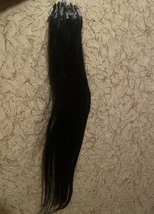 Натуральне волосся для нарощування чорне #1 довжина 45 см1 фото