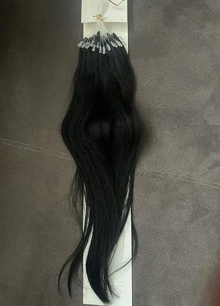 Натуральные волосы для наращивания черное #1 длина 45 см