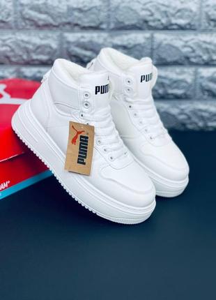 Ботинки пума черевики puma зимові на хутрі, білі жіночі міхові пума, хіт!