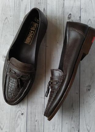 40-41р кожа новые италия кожаные коричневые туфли,лоферы2 фото