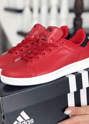 Р.36-40  кроссовки adidas stan smith (красные)2 фото