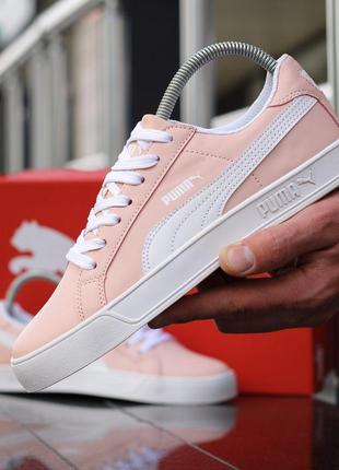 Puma suede white pink жіночі кросівки пума