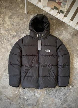 Мужская зимняя куртка the north face черная короткая до -25℃ с капюшоном пуховик зе норд фейс (bon)