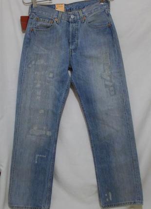 Нові джинси блакитні терті штопані w28 l30 'levi's 501'2 фото