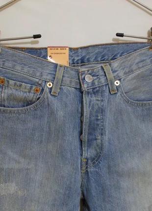 Нові джинси блакитні терті штопані w28 l30 'levi's 501'3 фото