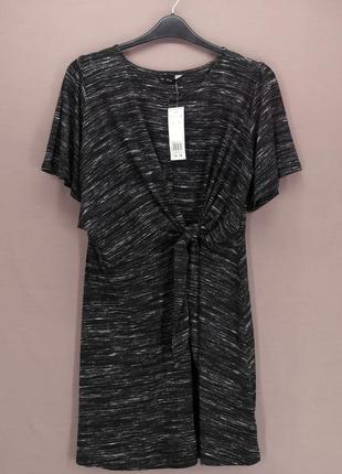Новое брендовое трикотажное платье "f&f" черный меланж. размер uk14/eur42.4 фото