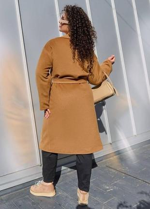 Теракотове стильне утеплене вовняне пальто на підкладці 42-46, 48-52, 54-58, 60-64 розміри7 фото