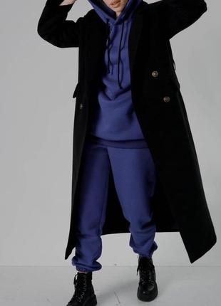 Черное длинное шерстяное пальто на подкладке 42-46, 48-52, 54-58, 60-64 размеры3 фото