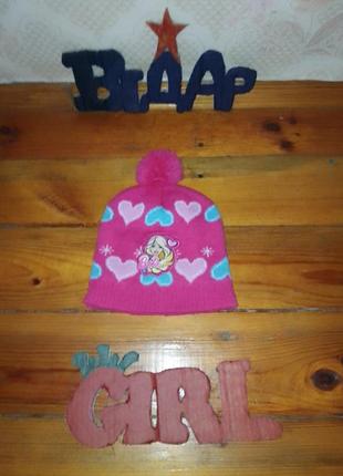 Теплая шапка на девочку барби сердечка ❤️