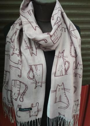 Розпродаж, шарф жіночий, осінньо- весняний, 180 х 70 см, колір кофейний2 фото