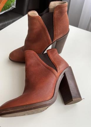Зара ботильоны коричневые ржи натуральная кожа ботинки на каблуке3 фото