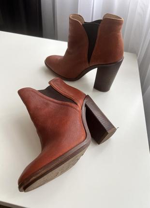 Зара ботильоны коричневые ржи натуральная кожа ботинки на каблуке2 фото