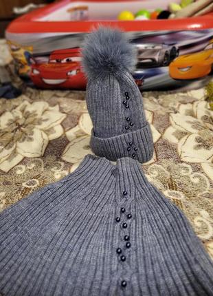 Комплект шапка і хомут(шарф через голову)4 фото