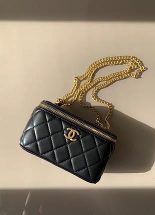 Женская кожаная сумка короб в стиле chanel сунель3 фото