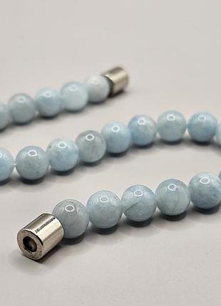 Браслет із натурального каменю аквамарин на магнитику