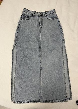 Длинная джинсовая юбка юбка турция1 фото