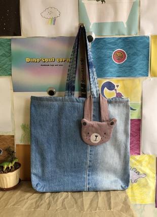 Оригинальная джинсовая сумка, эко сумка, шоппер ручной работы