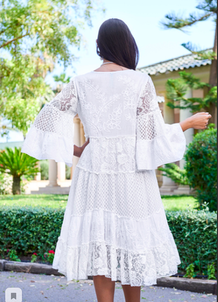 Новинка модне біле літнє плаття з мереживом код 25554 фото