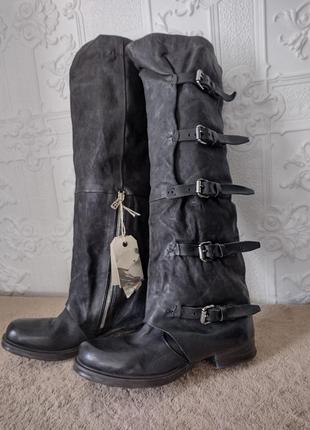 Модные кожаные  сапоги  as98 shaylynn черные с пряжками4 фото