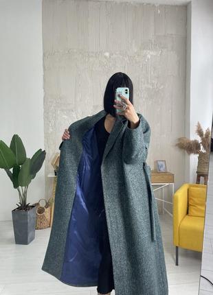Длинное шерстяное пальто с утеплителем oversize4 фото