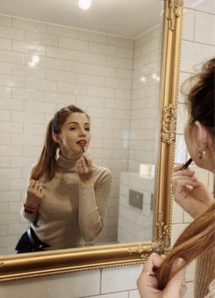 Базова водолазка xs/s pull&bear бежевий теплий зимовий светр осінній гольф у рубчик із коміром високий комір горловина беж у рубчик