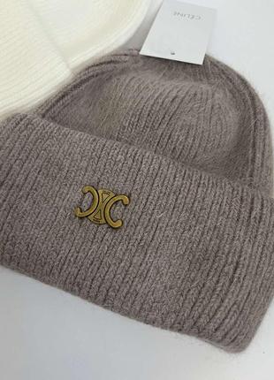 Шапка ангора celine тепла жіноча осіння зимова селін ангорова