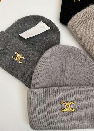 Шапка ангора celine тепла жіноча осіння зимова селін ангорова