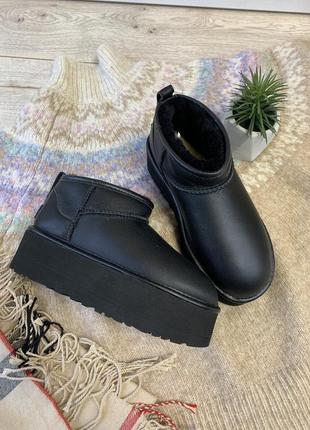 Уггі угги чоботи жіночі сапоги валянки  ugg classic ultra mini platform metallic black 1141510