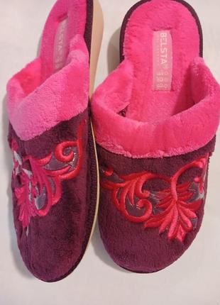 Тапочки женские комнатные махровые  белста, бордовые, размеры 37- 40.