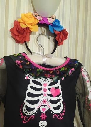 Карнавальний костюм скелетика на ґеловін хеллоуїн хелловін halloween хэллоуин санта муерте2 фото